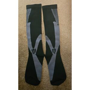 Knee High Graduated Compression Socks Black & Gray - NWOT One Size